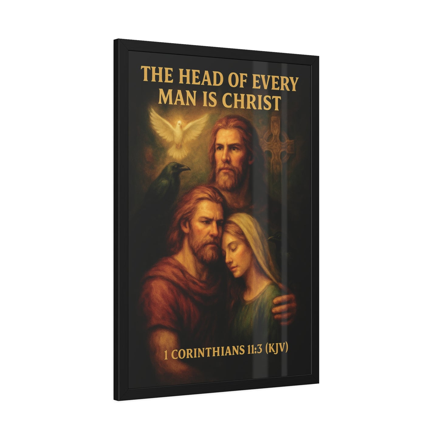 "1 Corinthians 11:3 (KJV)", Framed Paper Poster (Shadow Black)