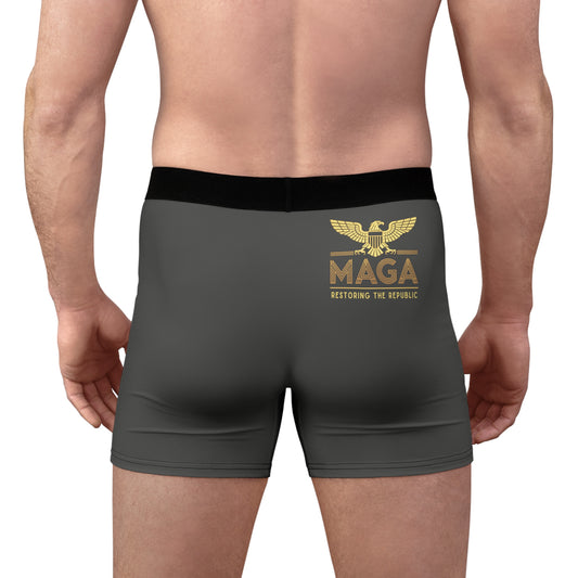 "MAGA - Restoring the Republic", Men's Boxer Briefs (Panzer Grey)