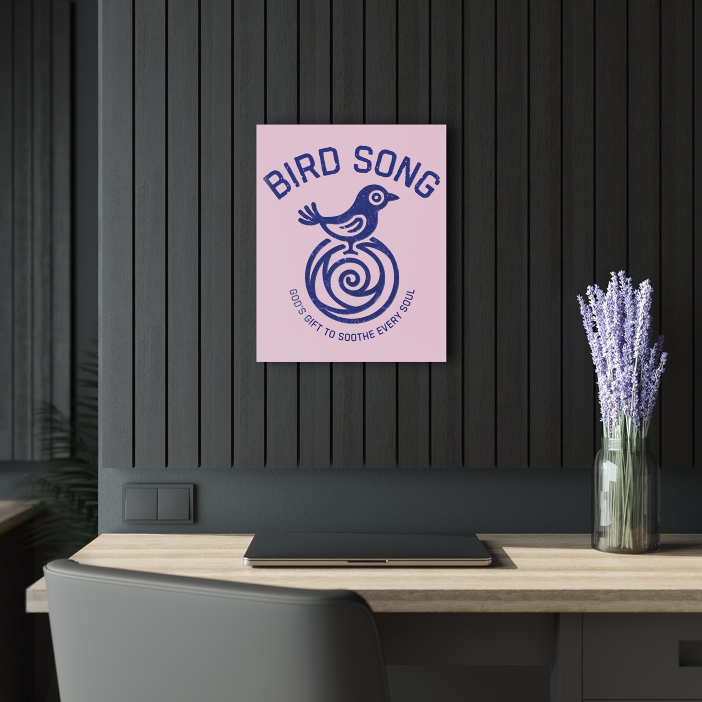"Bird Song", Christian Acrylic Wall Prints (French Cleat Hanging) (Lace Pink)
