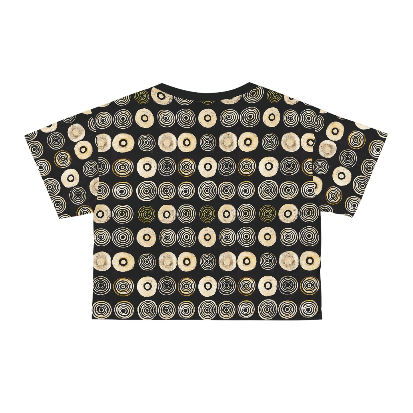 "Punk Polka", Wearable Pattern Art Crop Tee (Plain Black Collar)