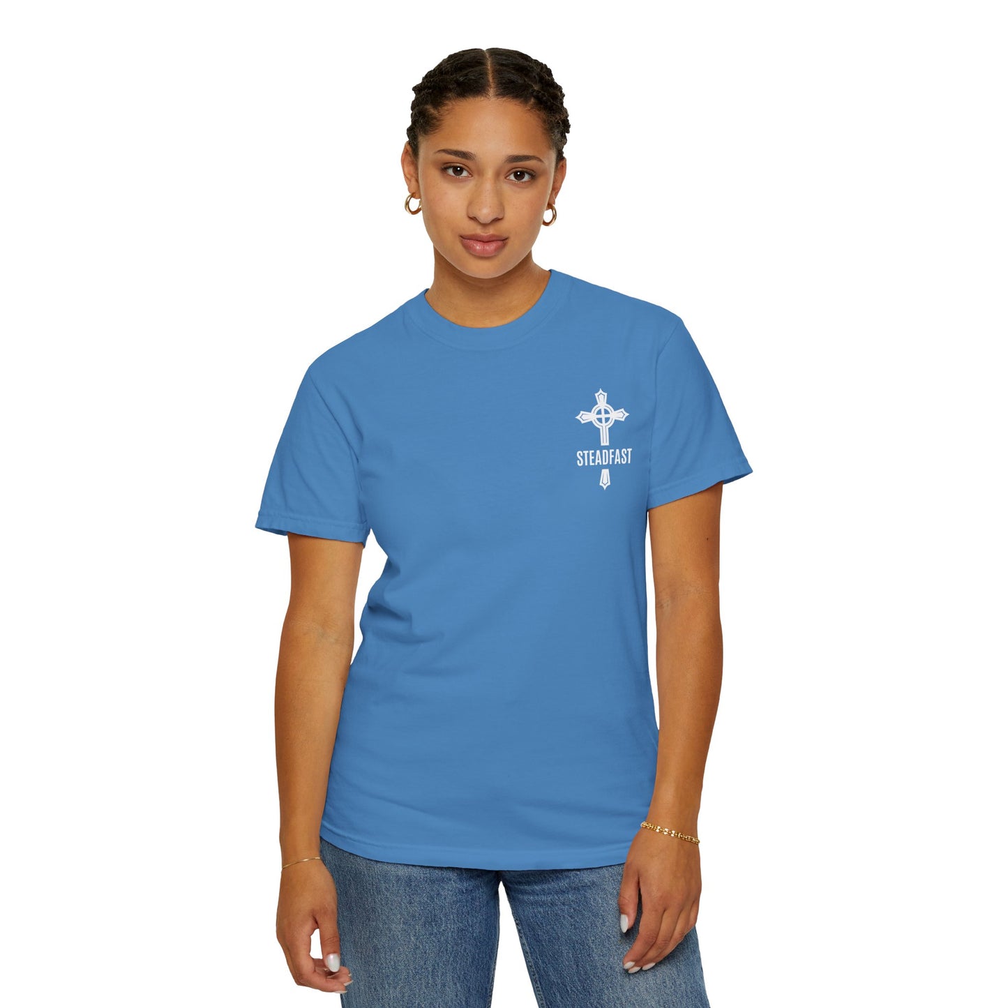 "Steadfast Cross in White", Unisex T-shirt