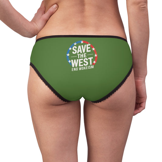 "Save the West - End Wokeism", Women's Briefs (Avocado Green)