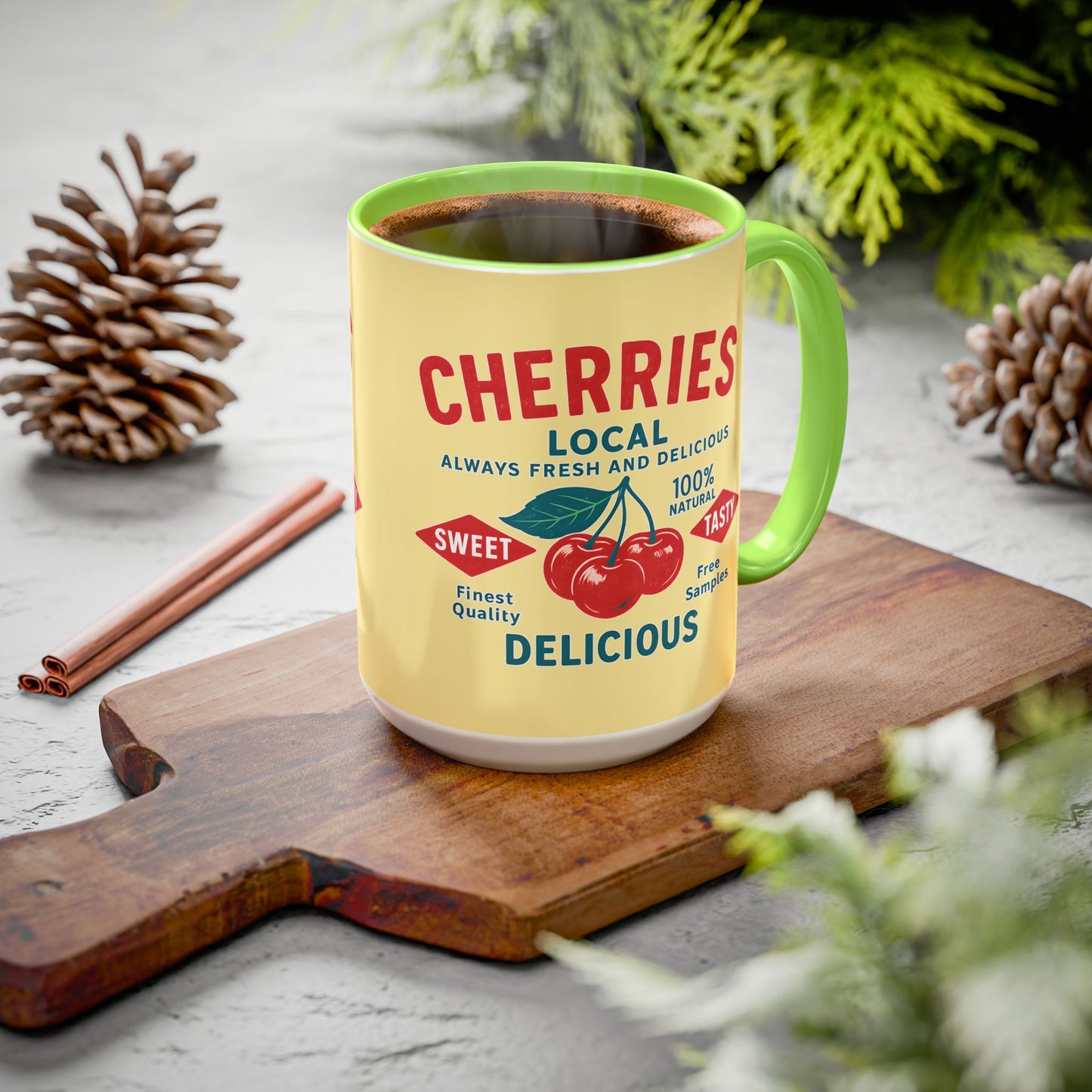 "Delicious Cherries", Colorful Mugs (11oz, 15oz) (Sanctum Veil)