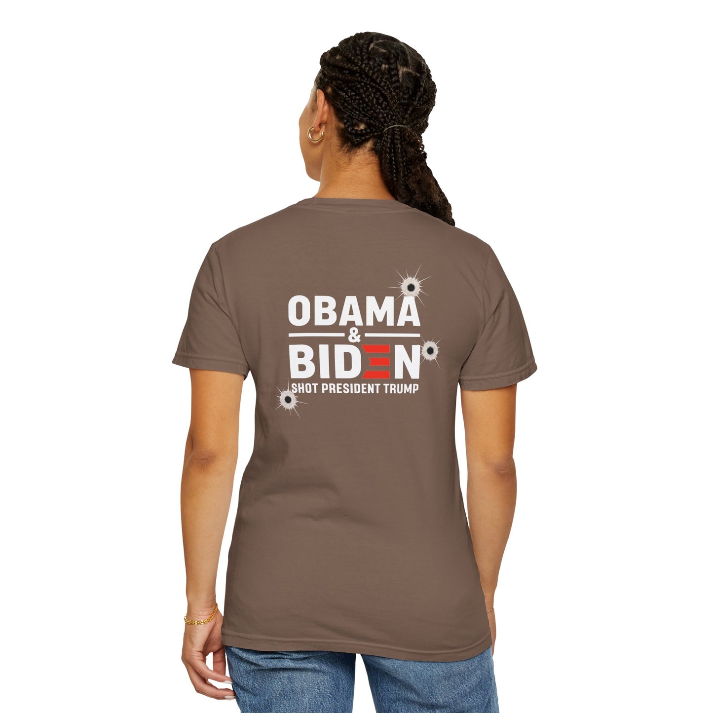 "Obama & Biden Shot President Trump", Unisex Black T-shirt