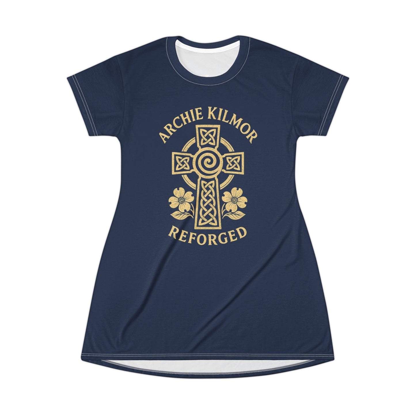 "Archie Kilmor Cross - Reforged" #01, Wearable Art T-Shirt Dress (Cambridge Blue)
