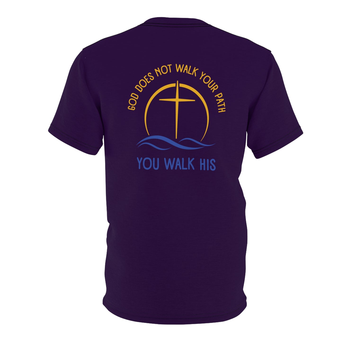 "God Does Not Walk Your Path", Unisex T-shirt (Academic Purple)