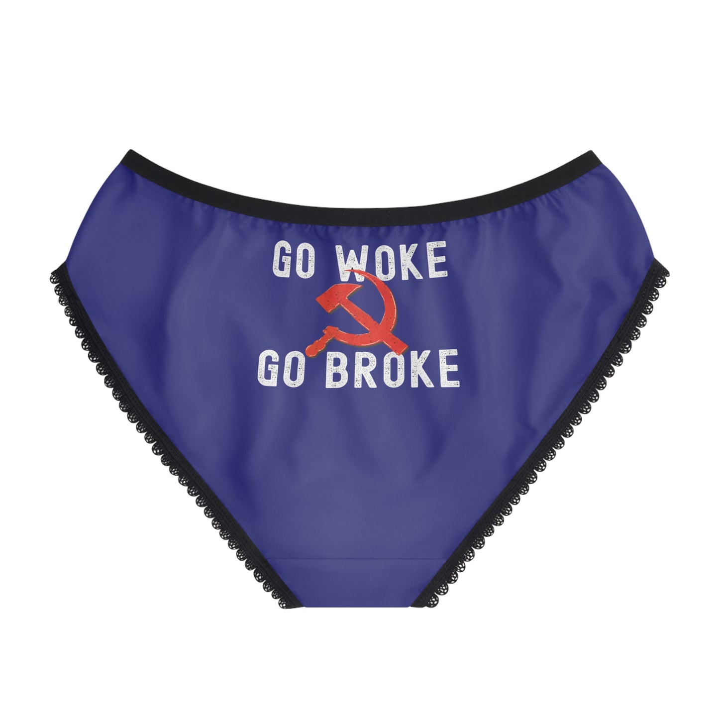 "Go Woke Go Broke (Communist)", Women's Briefs (Intense Blue)
