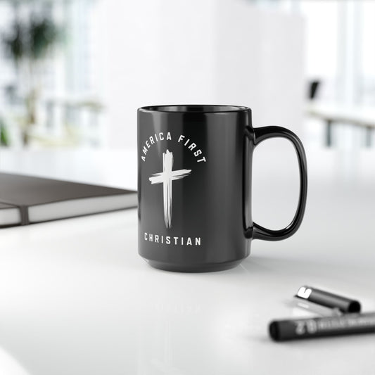 "America First Christian" #05, Black Mug (11oz & 15oz)