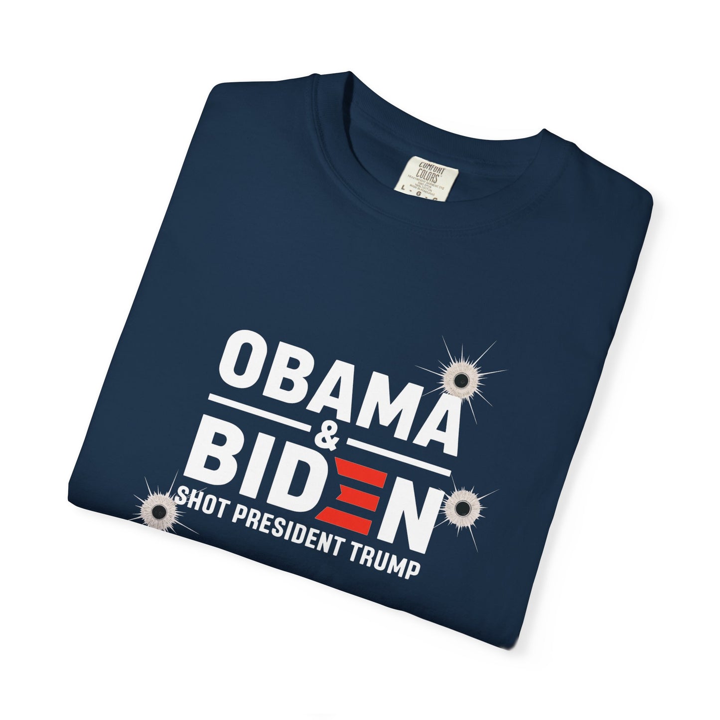"Obama & Biden Shot President Trump", Unisex Black T-shirt