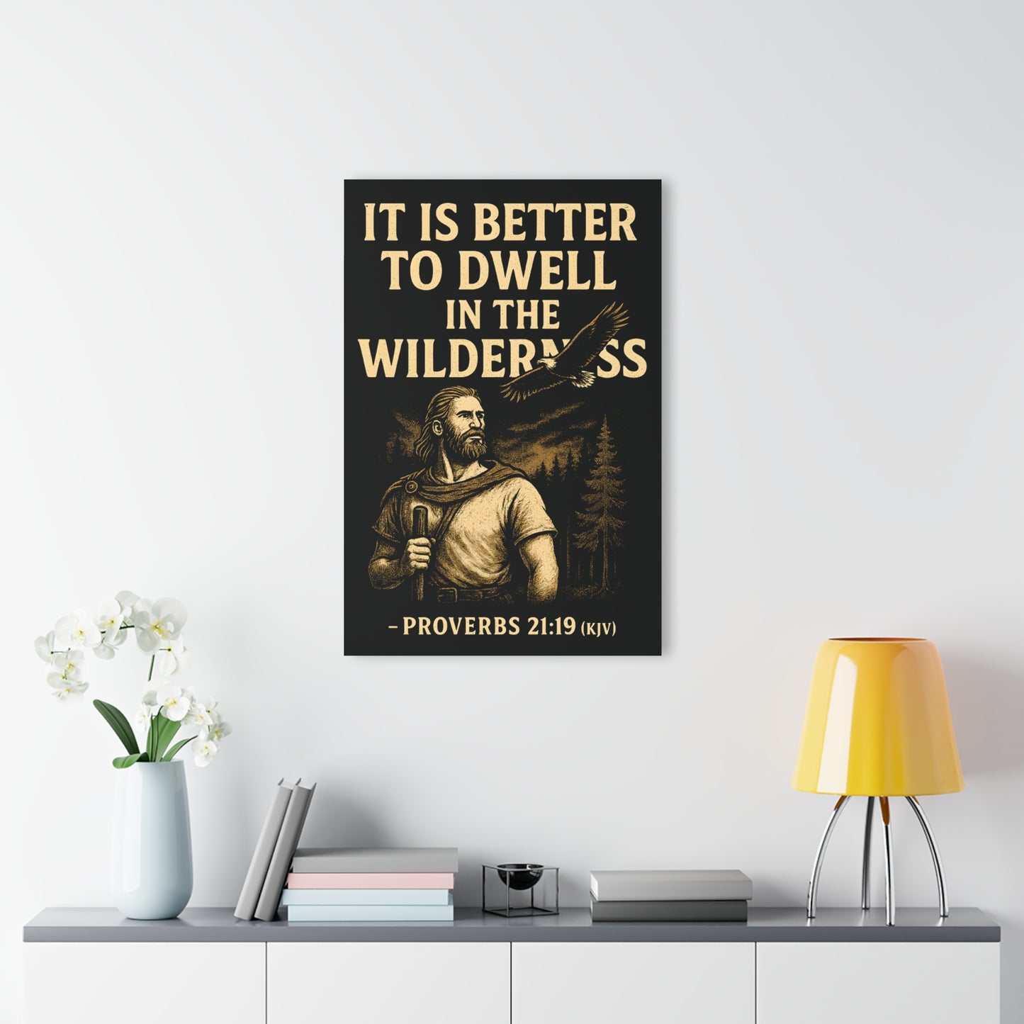"Proverbs 21:19 (KJV)", Acrylic Wall Prints (French Cleat Hanging) (Peatshadow Black)