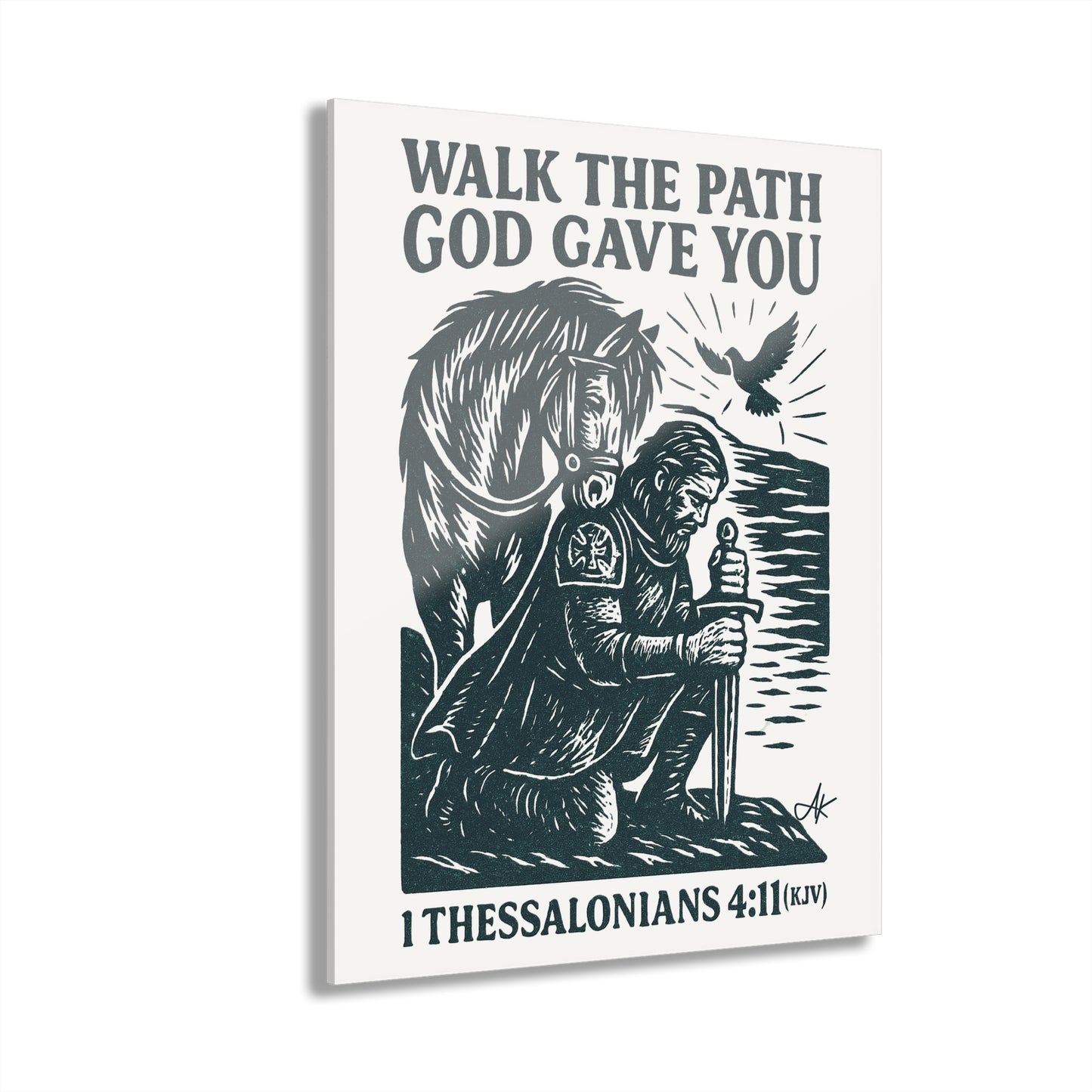 "1 Thessalonians 4:11 (KJV)", Acrylic Wall Prints (French Cleat Hanging) (Porcelain White)
