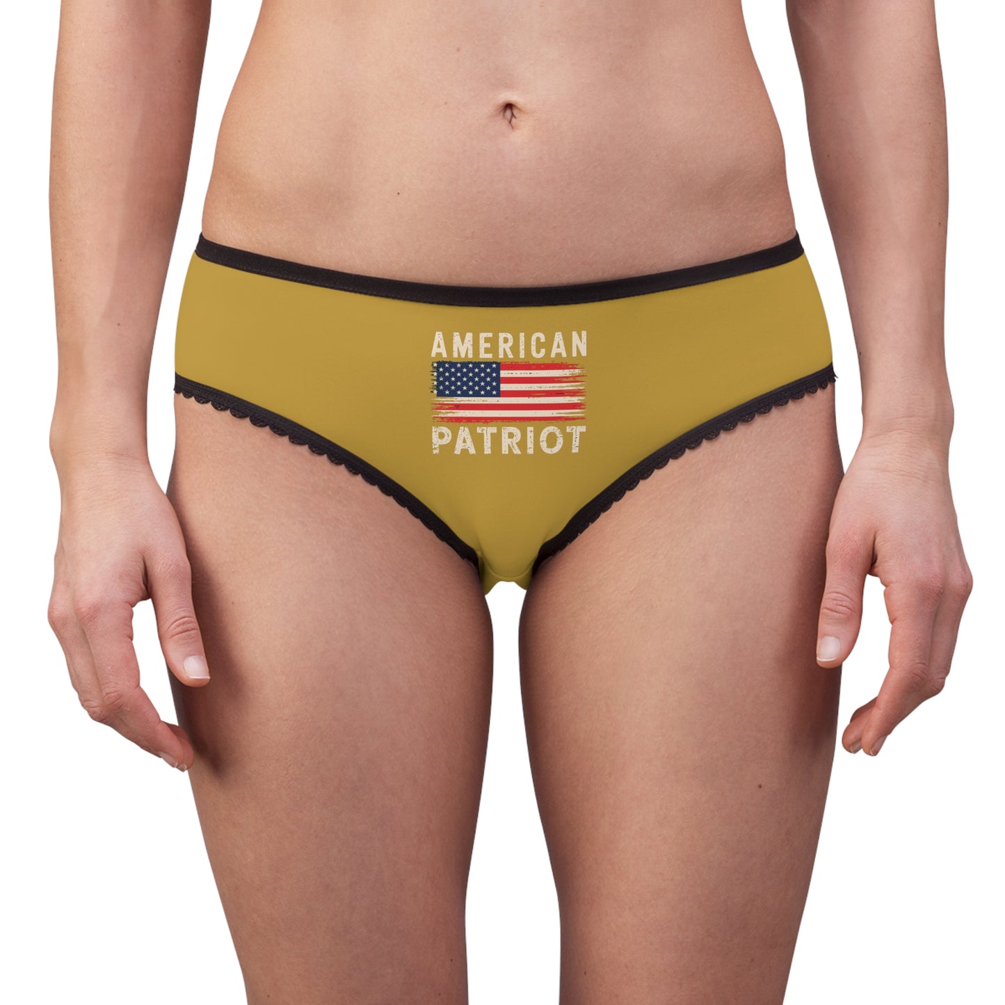 "American Patriot" with Flag #02, Women's Briefs (Satin Sheen Gold)