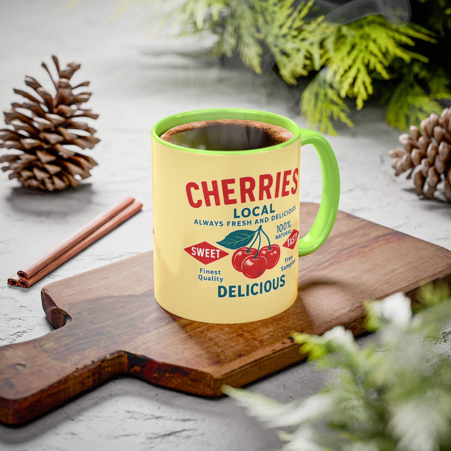 "Delicious Cherries", Colorful Mugs (11oz, 15oz) (Sanctum Veil)