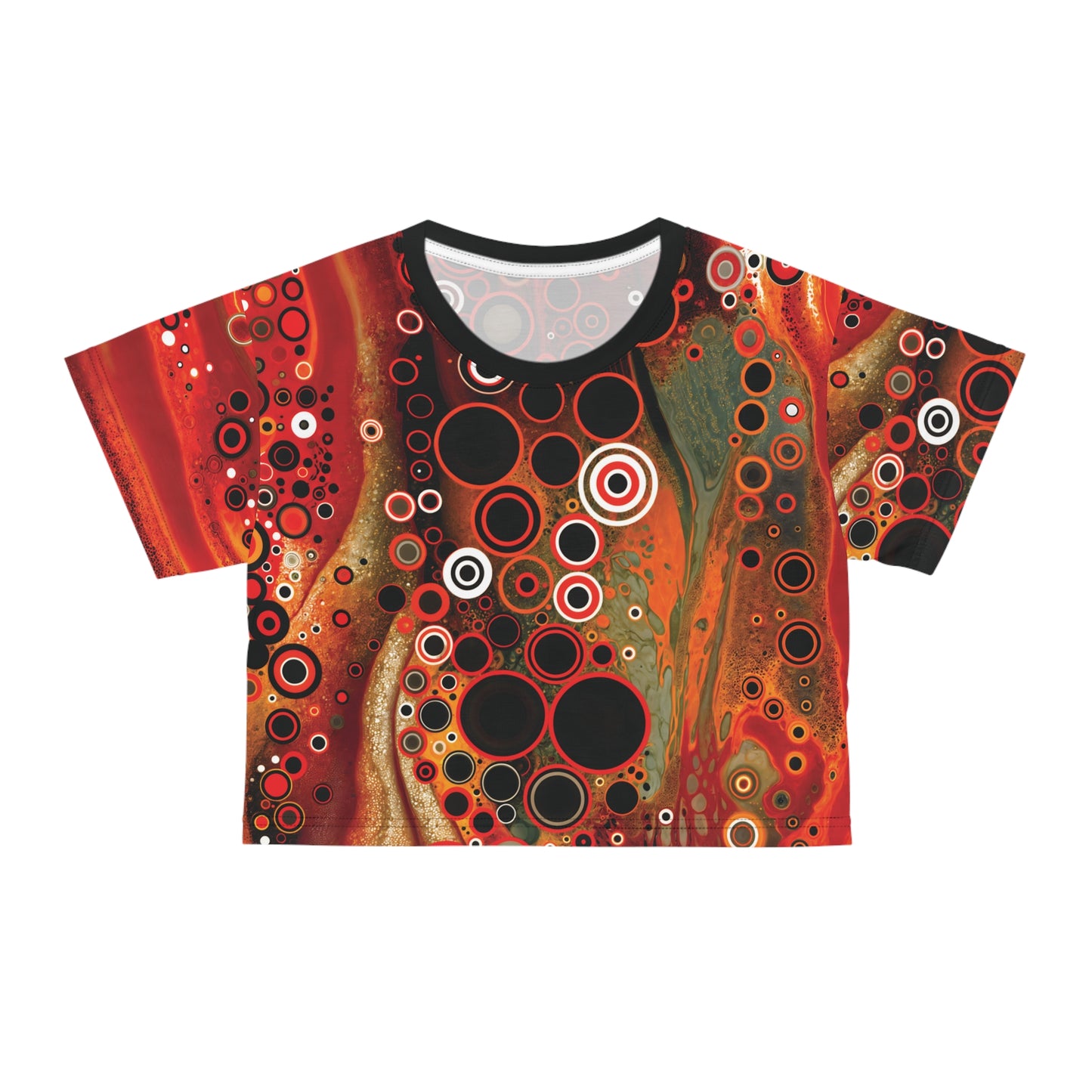 "Abstract #08", Wearable Fine Art Crop Tee (Void Black Collar)