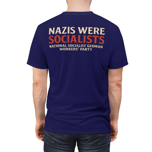 "Nazis were Socialists", Unisex T-shirt (Obsidian Blue)