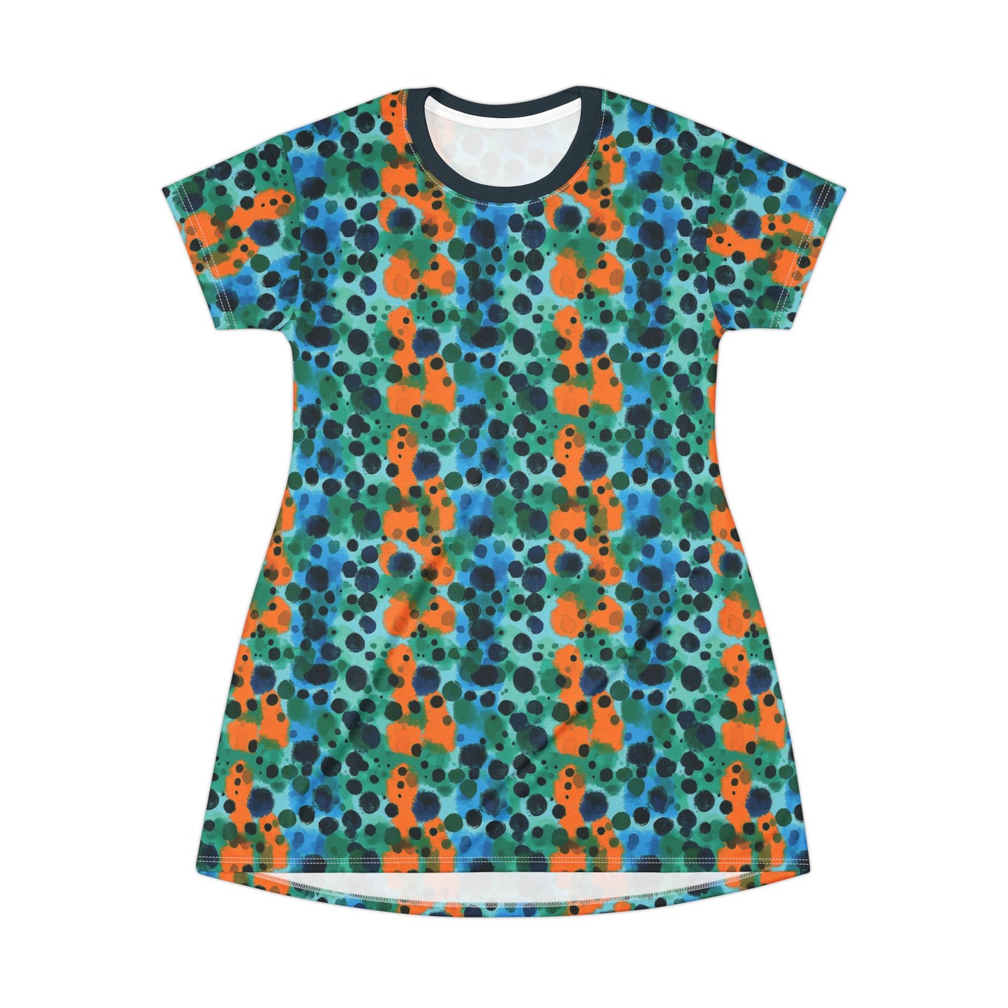 "Midnight Coral", T-Shirt Dress (Atlantic Storm Collar)