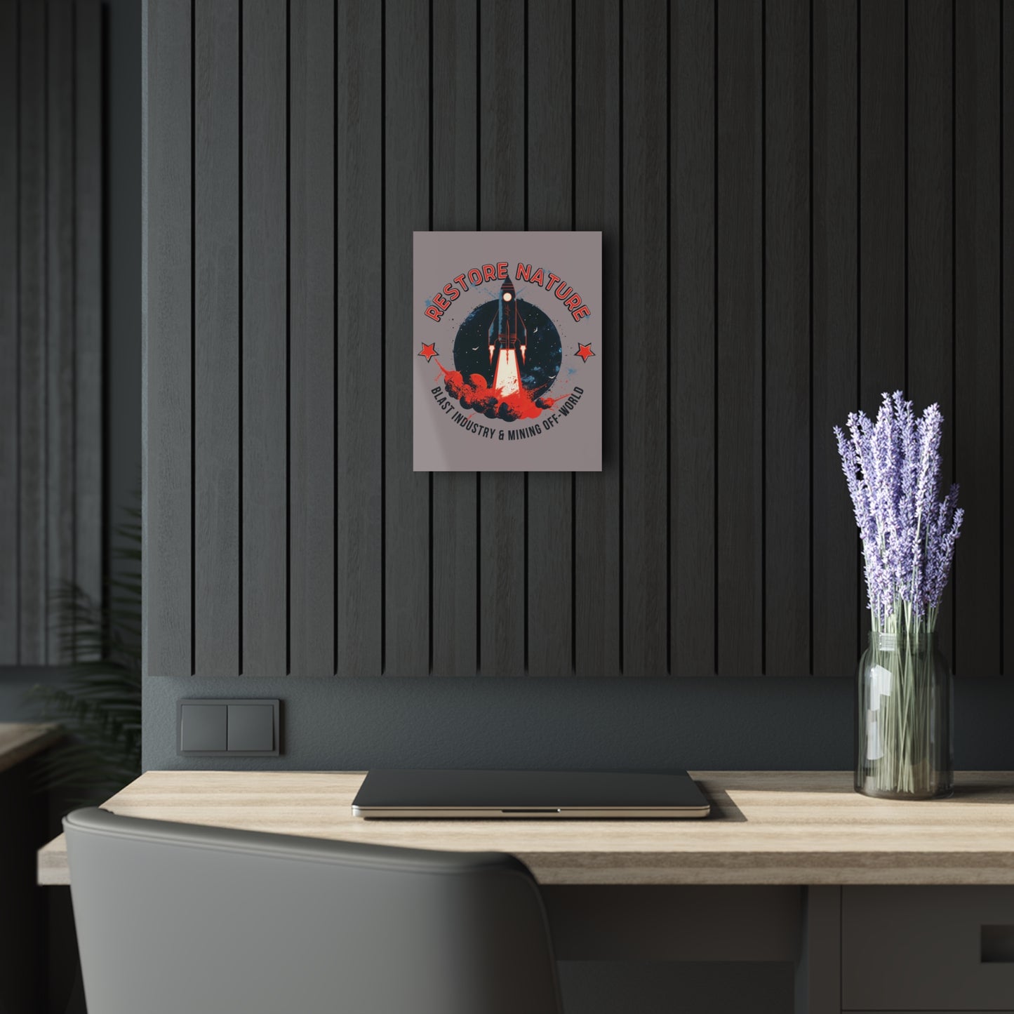 "Restore Nature", Acrylic Wall Prints (French Cleat Hanging) (Ash Pink Grey)