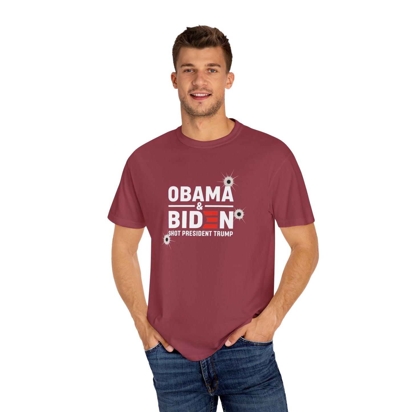 "Obama & Biden Shot President Trump", Unisex Black T-shirt