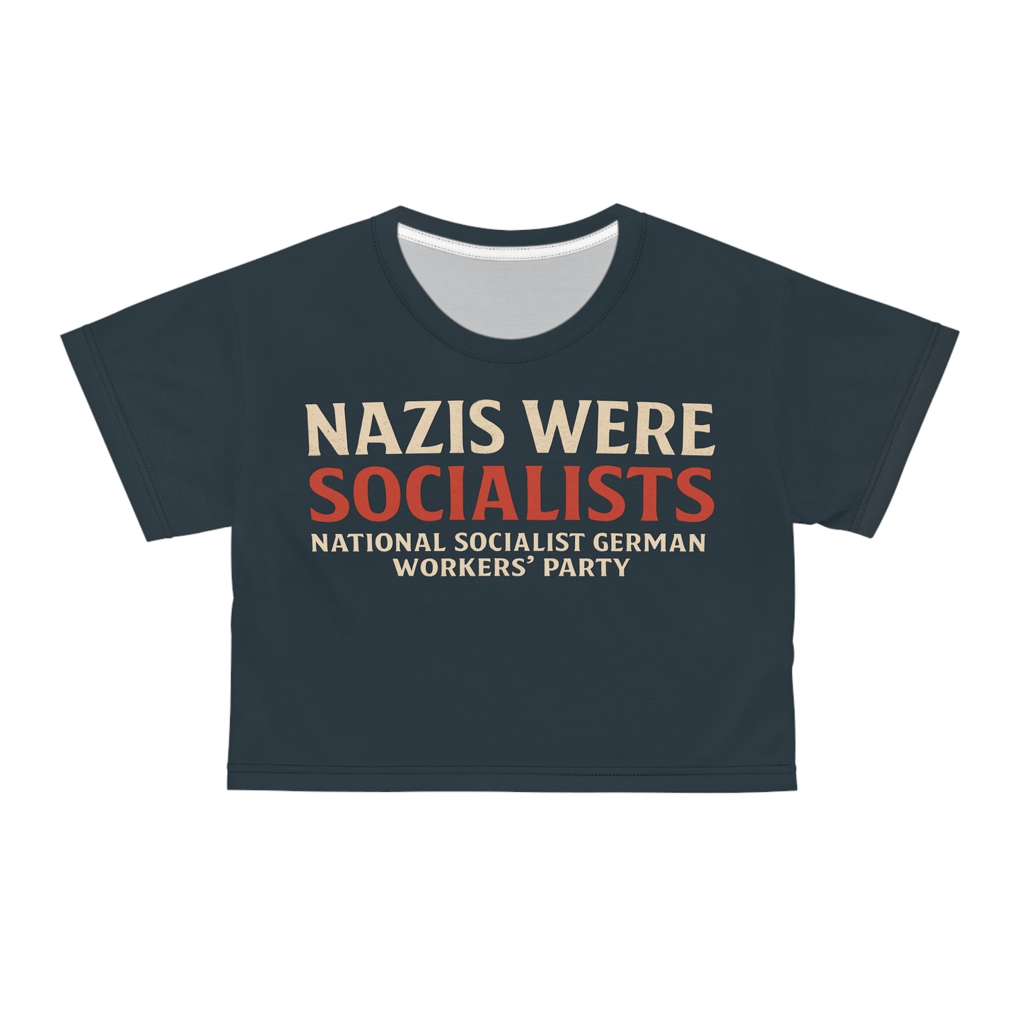 "Nazis were Socialists", Wearable Pattern Art Crop Tee (Blue Whale)