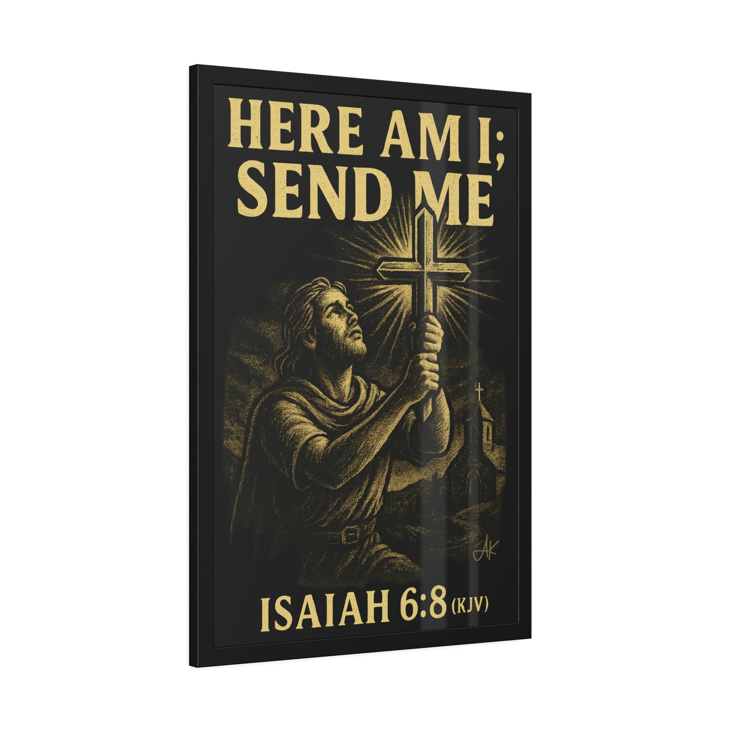 "Isaiah 6:8 (KJV)", Framed Paper Poster (Shadow Black)