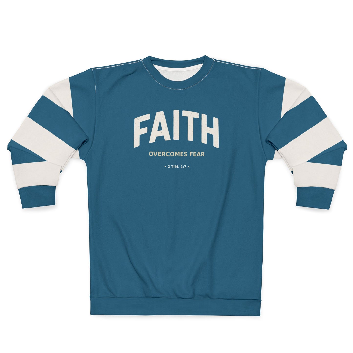 "Faith Overcomes Fear", Unisex Sweatshirt (Dark Cerulean Blue)