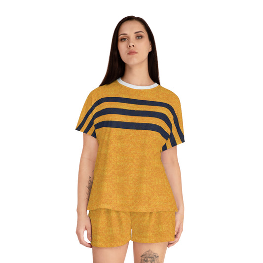 "Triple Ensign", Women's Short Pajama Set (White or Black Collar)