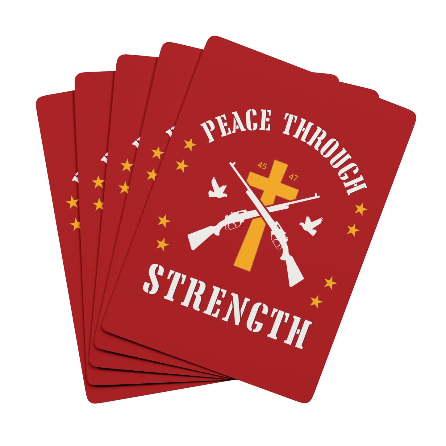"Peace Through Strength" #01, Political Playing Cards (Blood Red)
