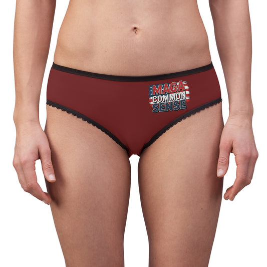 "MAGA Common Sense" #01, Women's Briefs (Spartan Red)