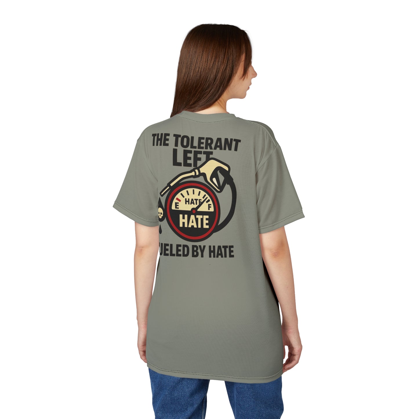 "The Tolerant Left", Unisex T-shirt (Deep Seagrass Grey)