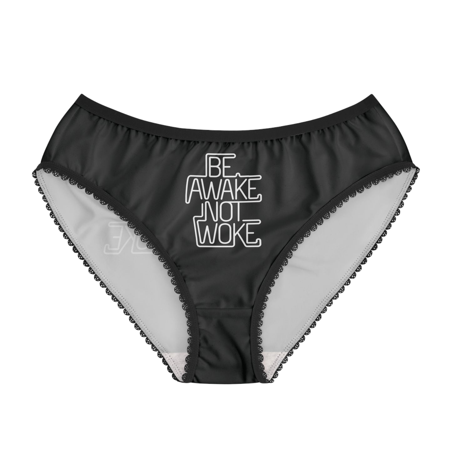 "Be Awake Not Woke" #1, Women's Briefs (Void Black)