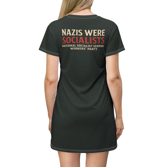 "Nazis were Socialists", T-Shirt Dress (Jadeblack)