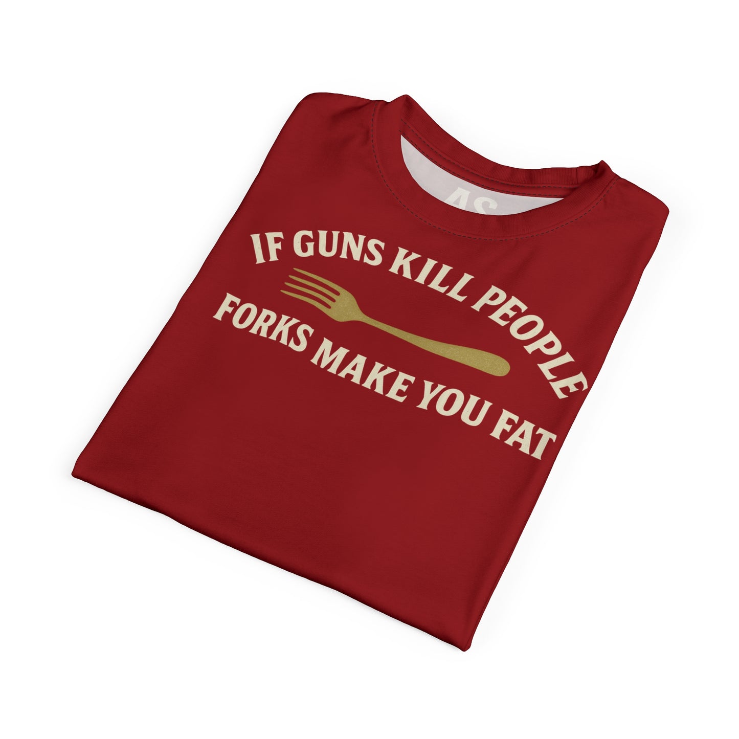 ''Forks Make You Fat", Unisex T-shirt (Skye Red)