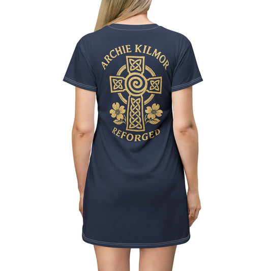 "Archie Kilmor Cross - Reforged" #01, T-Shirt Dress (Cambridge Blue)