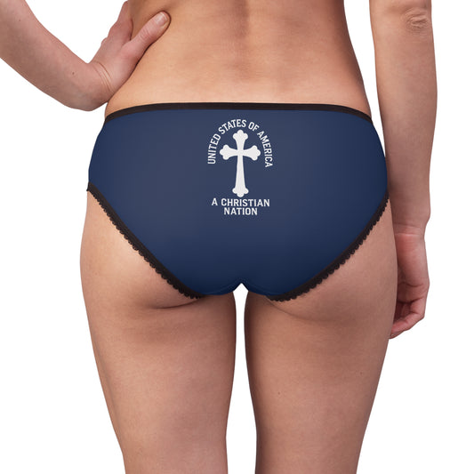 "USA - A Christian Nation" #04, Women's Briefs (Old Glory Blue)