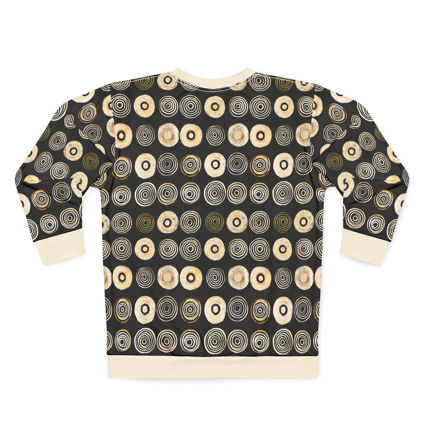 "Punk Polka", Wearable Pattern Art Unisex Sweatshirt (Iced Almond Cuffs)