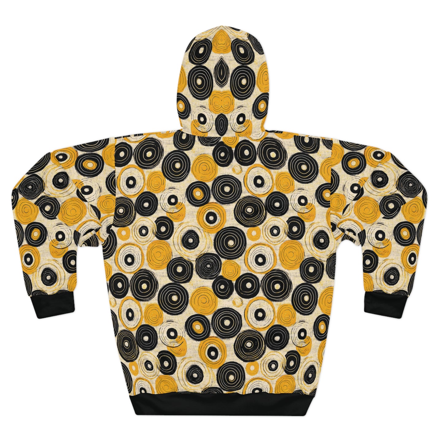 "Old 45's", Unisex Wearable Art Pullover Hoodie (70's Black Cuffs)