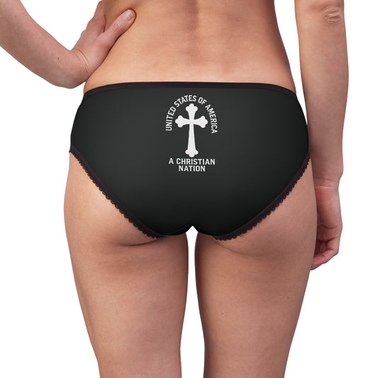 "USA - A Christian Nation" #04, Women's Briefs (Void Black)