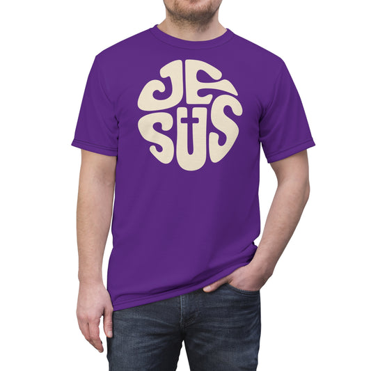 "Retro Jesus", Unisex T-shirt (Storm Purple)