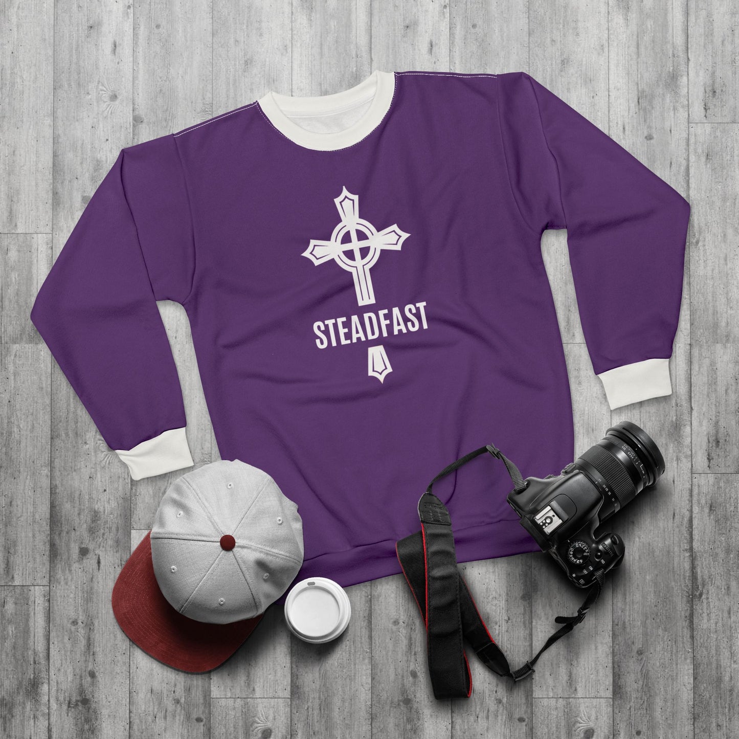 "Steadfast Cross", Unisex Sweatshirt (Daintree Dusk Purple)