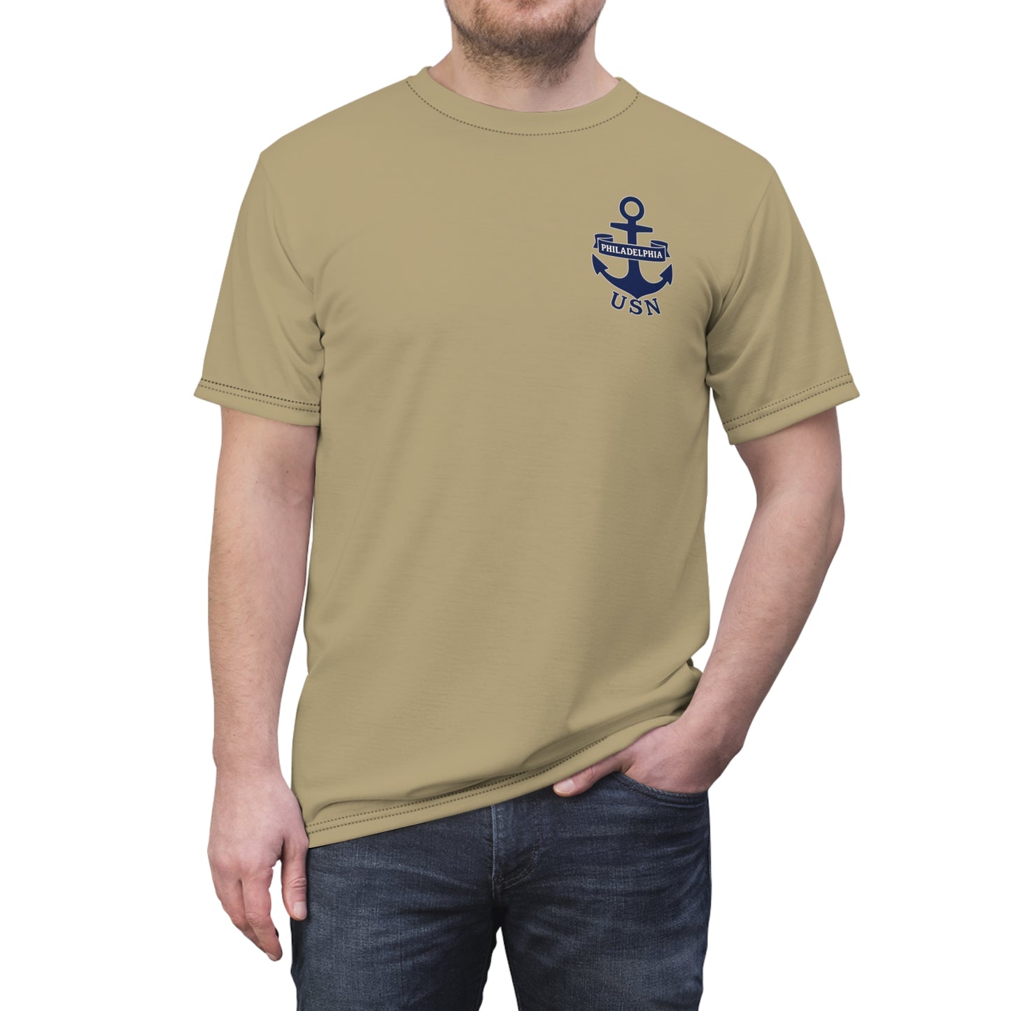 "USN Anchor", Unisex T-shirt (Service Khaki)