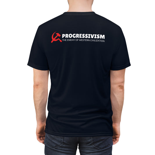 "Progressivism - Enemy of Western Civilization", Unisex Tee (Blackstone Blue)