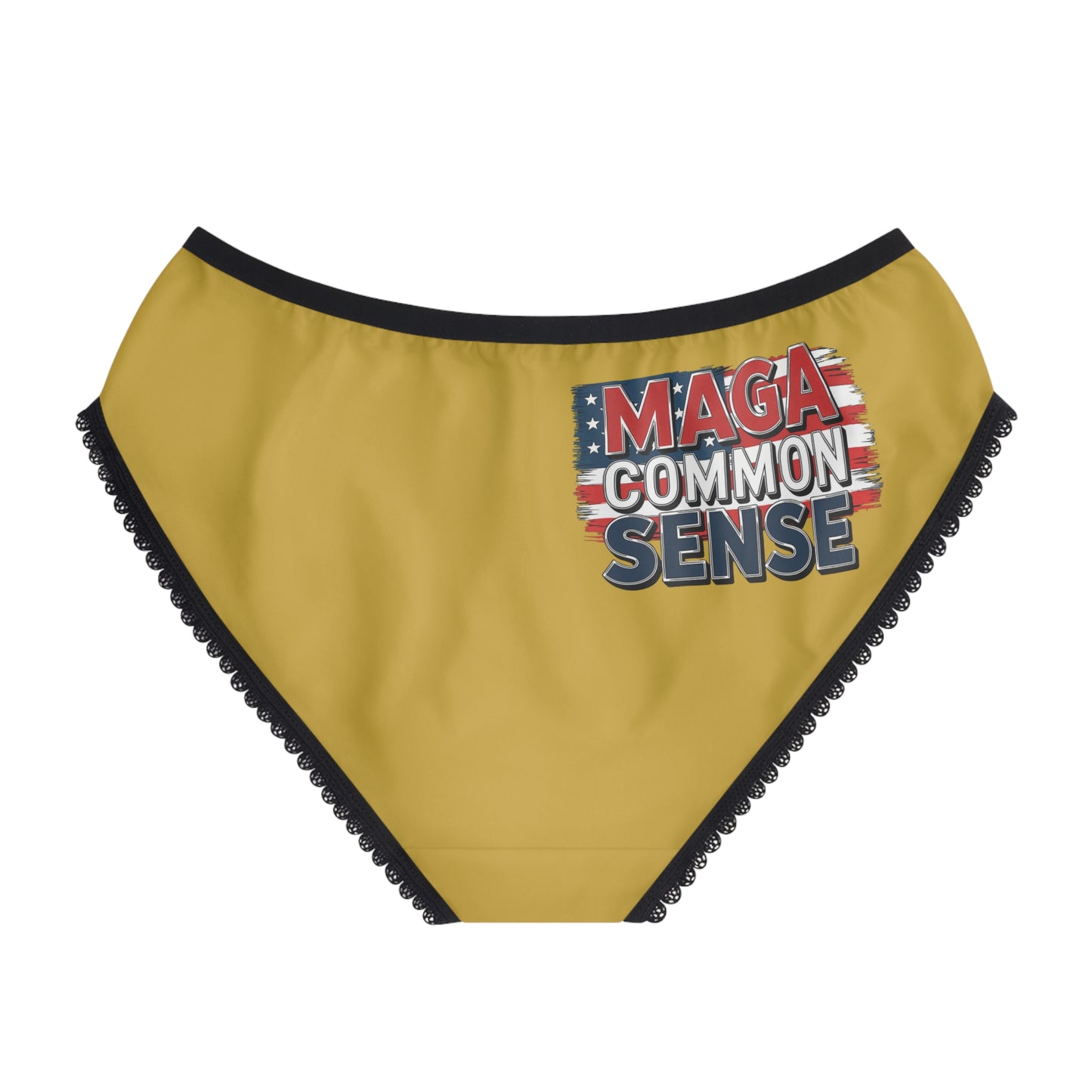 "MAGA Common Sense" #01, Women's Briefs (Metallic Gold)
