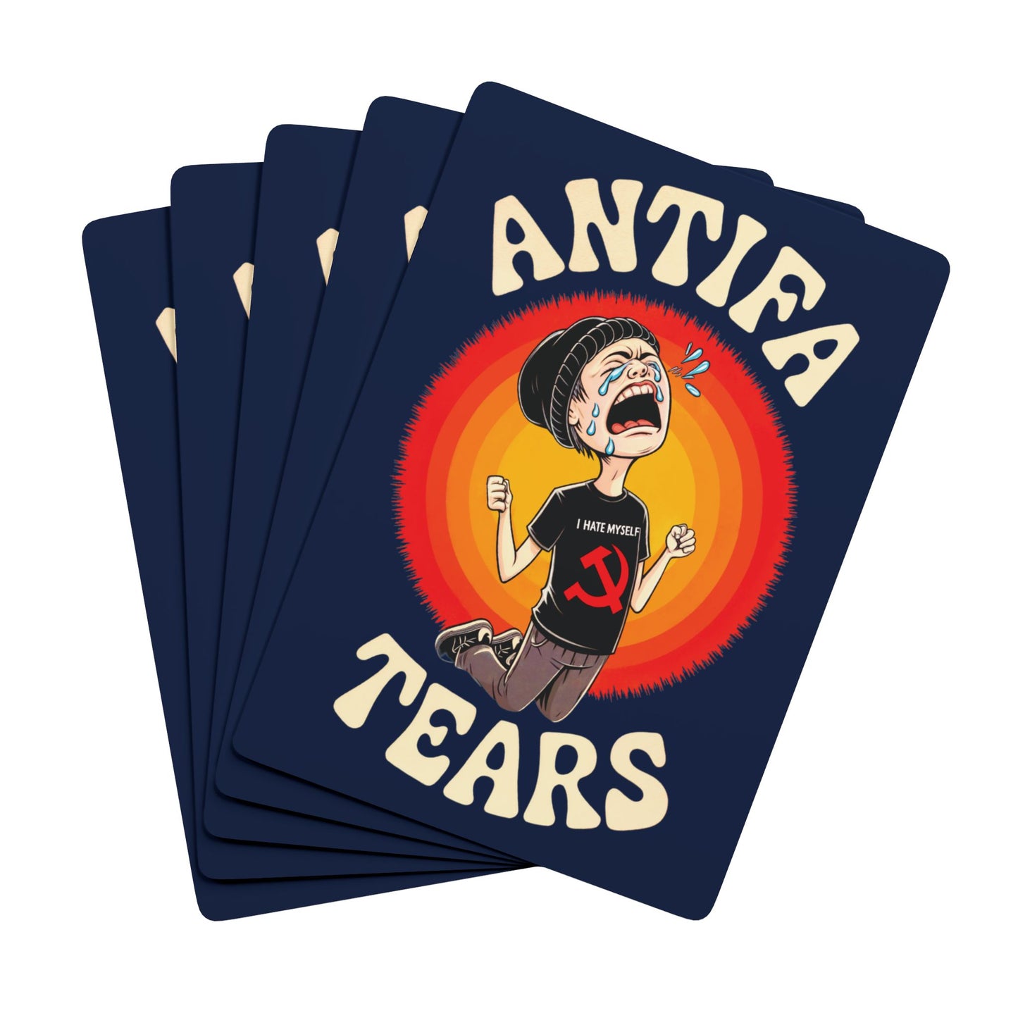 "Antifa Tears" #01, Political Playing Cards (Deep Ocean Blue)