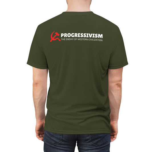 "Progressivism - Enemy of Western Civilization", Unisex Tee (Dark Olive Green)