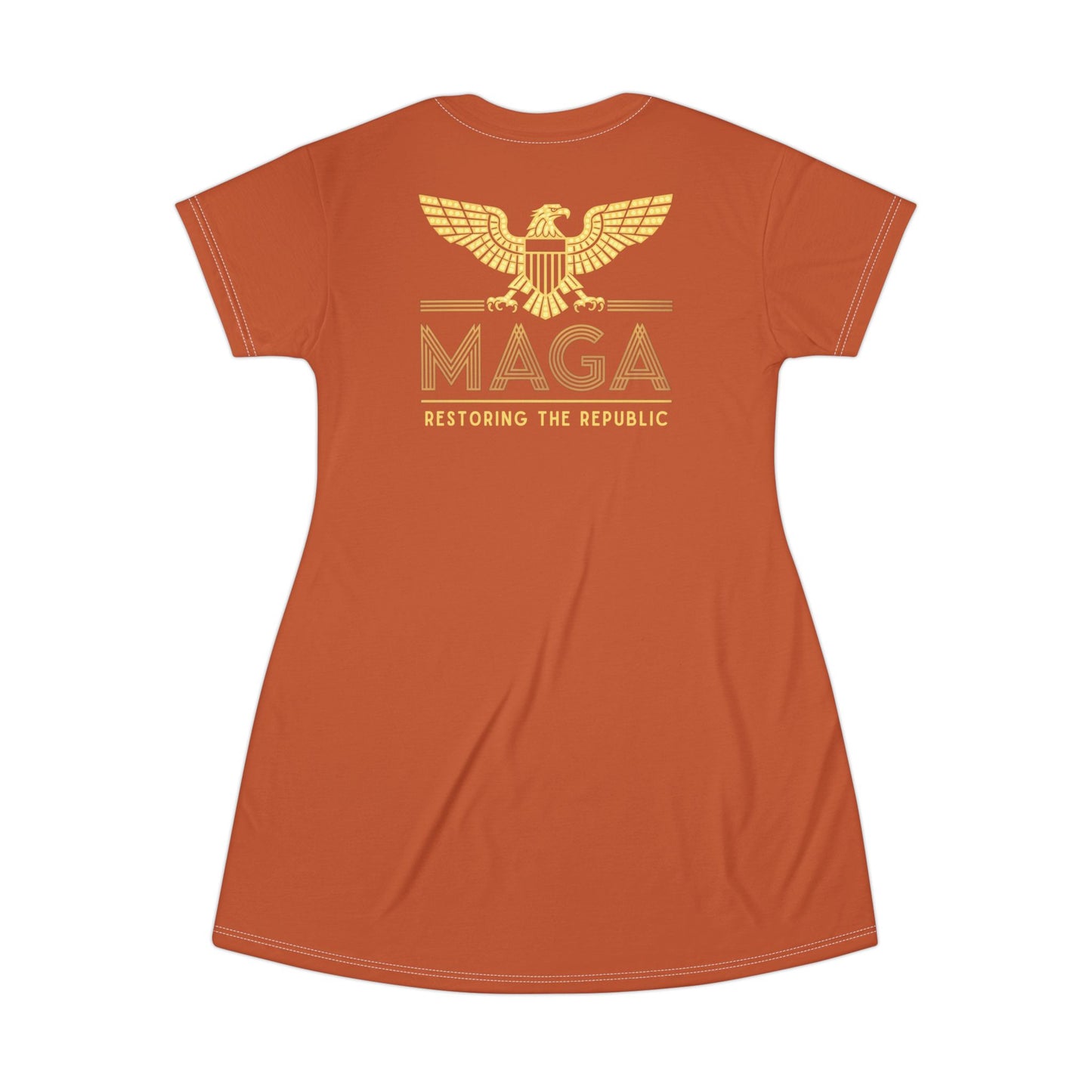 "MAGA - Restoring the Republic", T-Shirt Dress (Burnt Orange)