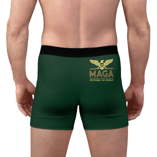"MAGA - Restoring the Republic", Men's Boxer Briefs (Monsoon Green)