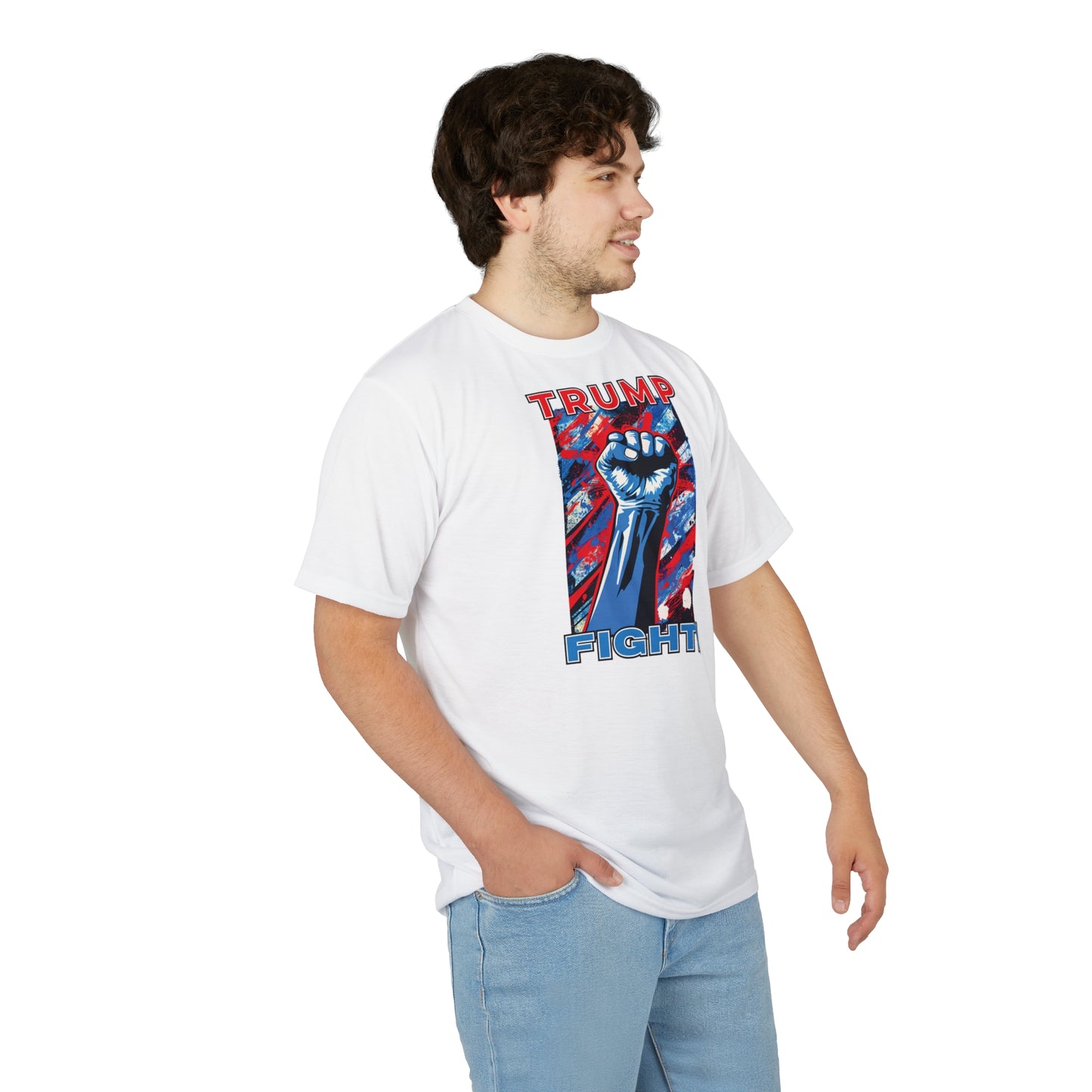 "TRUMP FIGHT!", Unisex White T-shirt