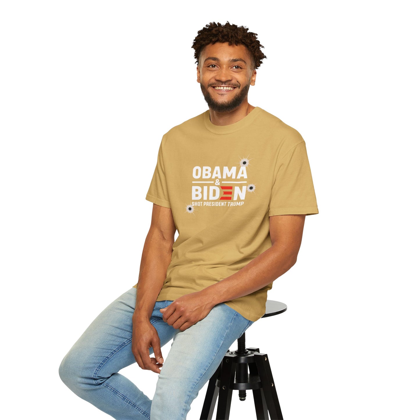 "Obama & Biden Shot President Trump", Unisex Black T-shirt