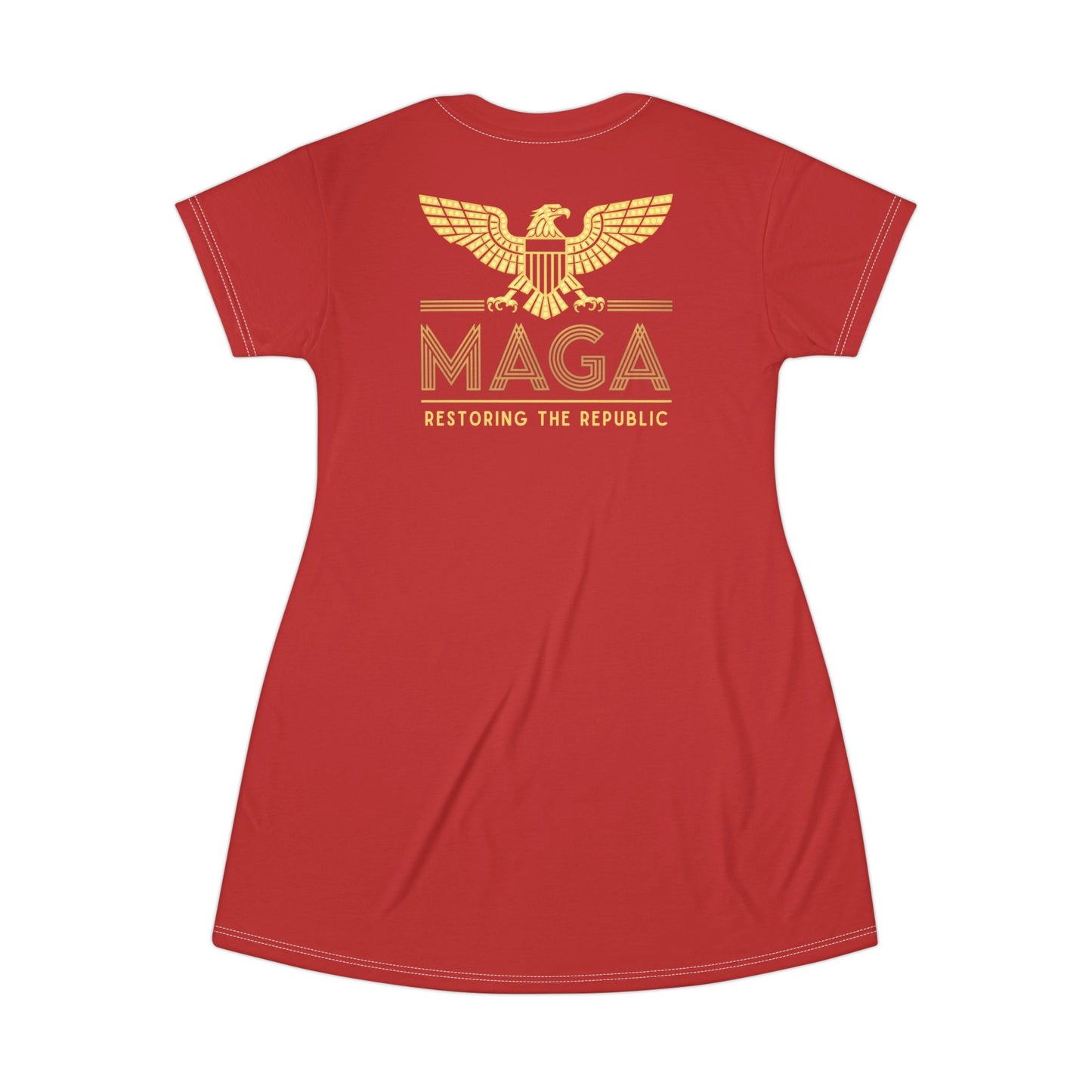 "MAGA - Restoring the Republic", T-Shirt Dress (Light Cherry Red)