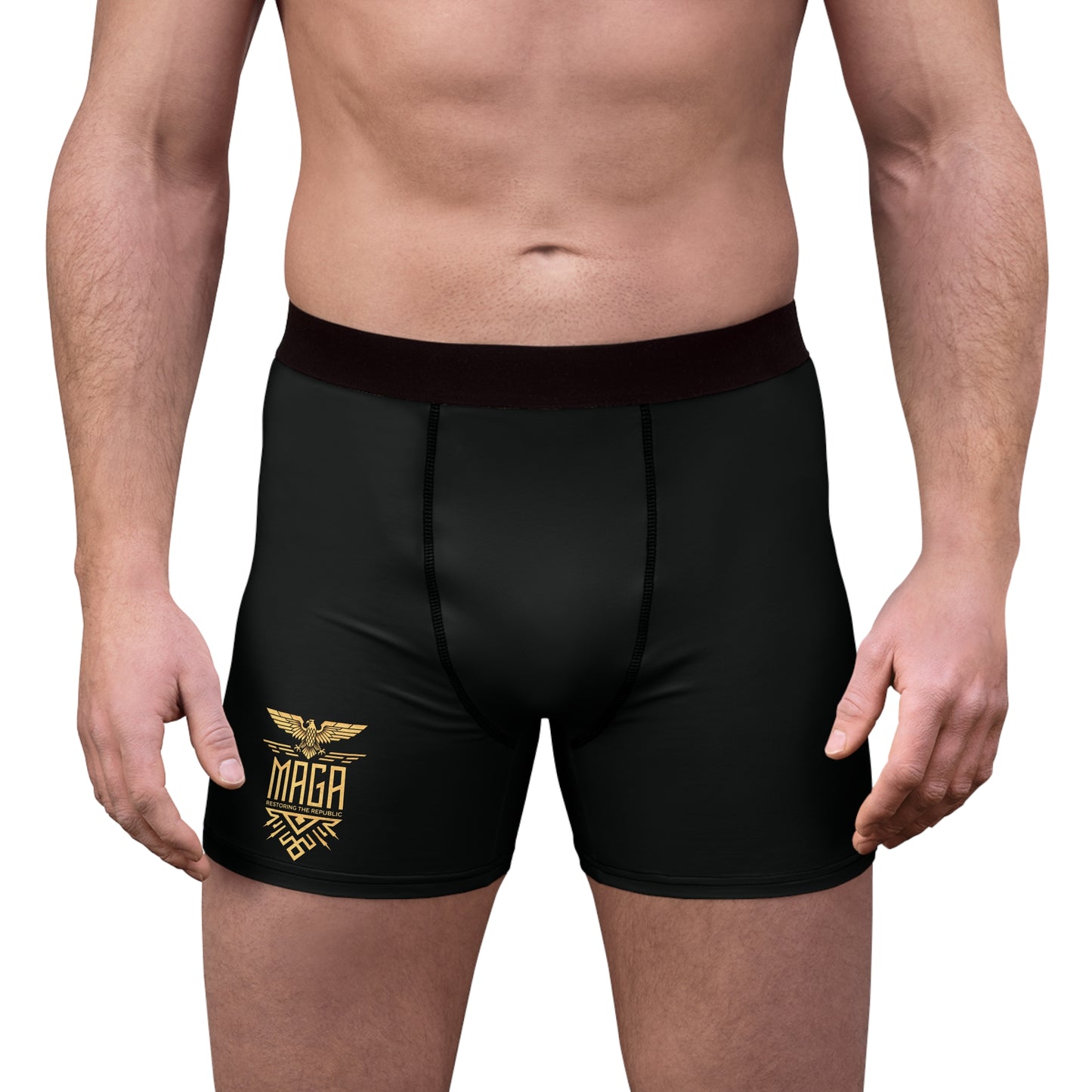 "MAGA Restoring the Republic" #02, Men's Boxer Briefs (Noir Black)